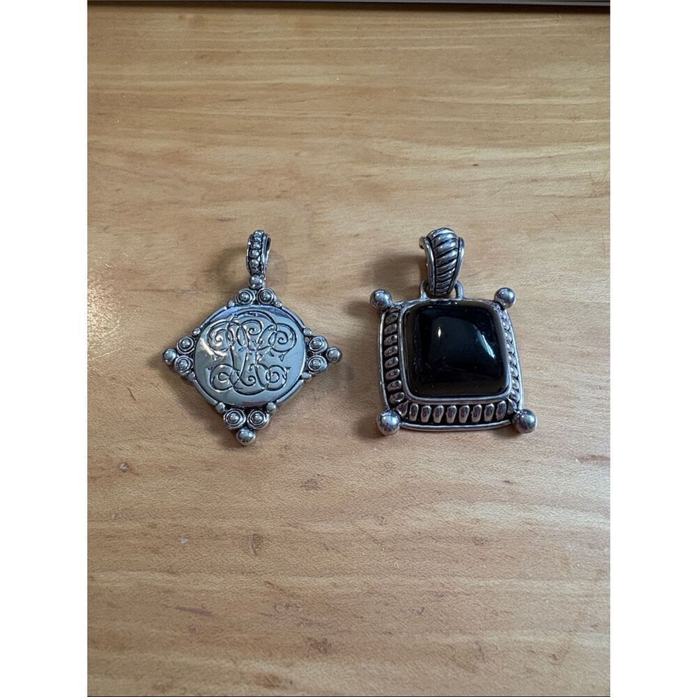 Premier Design Sterling Silver Square Pendant and a Black Onyx Square Pendant